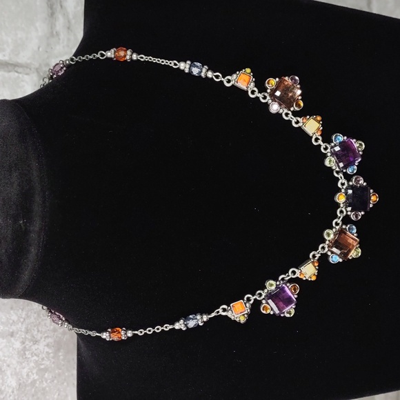 Multi Color Crystal Necklace/Clip-on Earrings Set - Picture 2 of 11